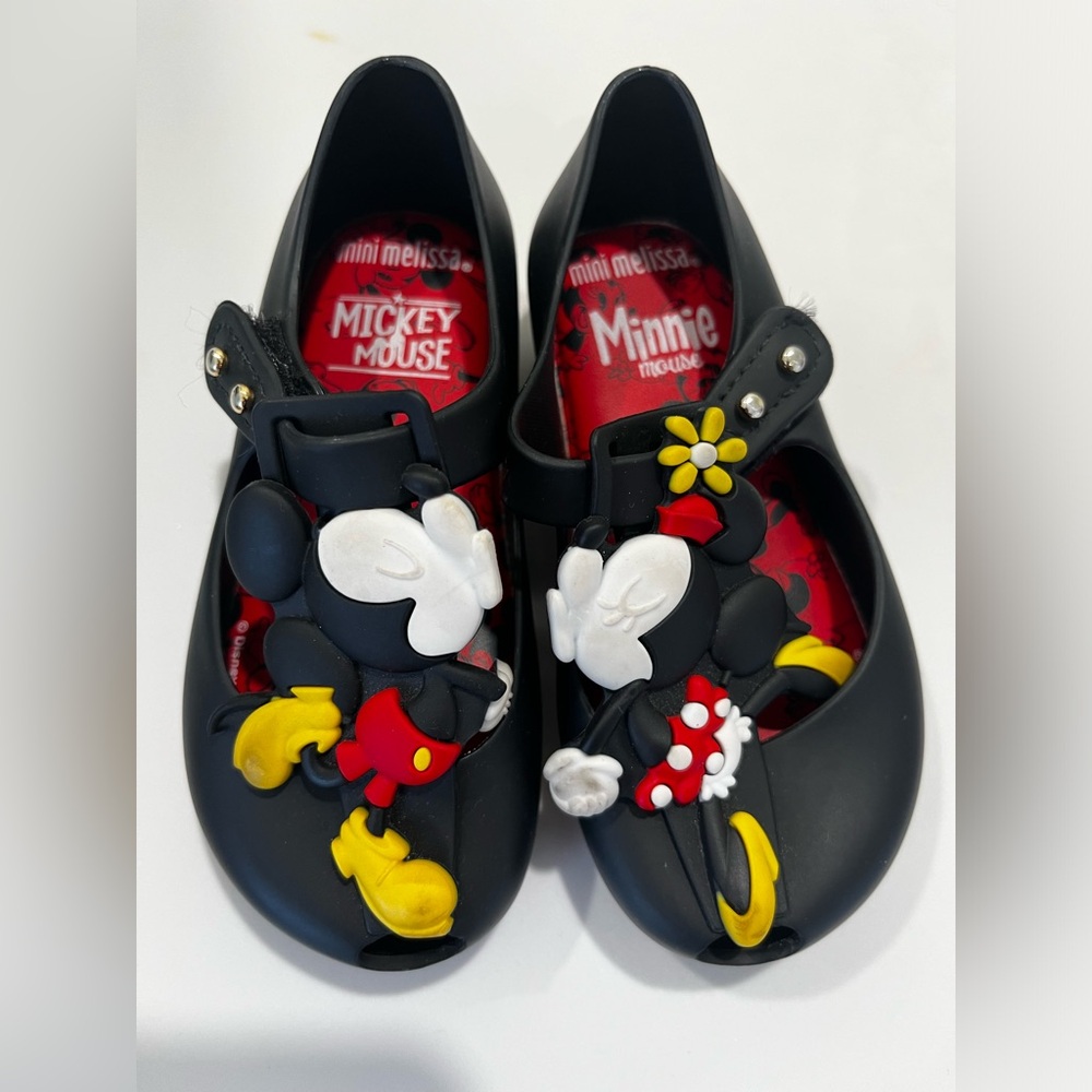 Mini Melissa Black Mickey and Minnie Kids Slippers